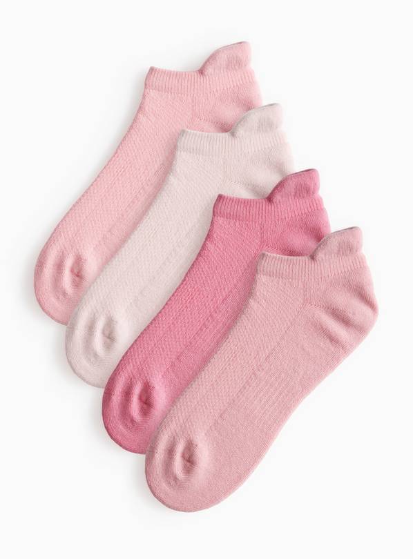 Pink Cushioned Trainer Socks 4 Pack 4-8